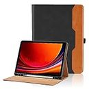 Samsung Galaxy Tab S9 FE+ Case for Tab S9+ Plus 12.4 inch SM-X610/X616B/X810/X816B- [S Pen Holder] Flip Folio Tablet Case with Pocket Hand Strap Auto Wake/Sleep Smart Cover - Black