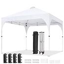 Yaheetech 10x10 Pop Up Canopy Tent with Vent, Easy Set Up Tent, Instant Sun Shelter Canopy with Wheeled Bag, 4 Sandbags, 12 Stakes & 4 Ropes, for Parties, Beach, Outdoor, White