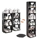 Shoe Racks for Small Spaces, 7 Tiers Stckable Shoe Rack Free Standing Shoes Rack Organizer,Plastic Shoe Stand Narrow Tall Vertical Shelf Cabinet Holder for Entryway Bedroom Closet Door Storage