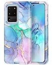 Btscase for Galaxy S20 Ultra Case, Marble Pattern 3 in 1 Heavy Duty Shockproof Full Body Rugged Hard PC+Soft Silicone Drop Protective Women Girl Covers for Samsung Galaxy S20 Ultra, Blue Pink