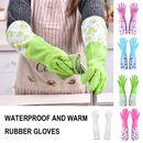 Waterproof Warm Rubber Gloves Long Dishwashing Gloves Glove T3 Rubber Hot G3A5