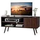 Cozy Castle TV Stand for 50 Inch TV, Mid Century Modern Entertainment Center with Storage Cabinet, TV Media Console for Living Room, Bedroom, Dark Brown