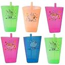ShubhKraft Birthday Party Return Gift Set in Bulk | Cartoon Design Sipper Glass with Straw | Tumbler | Sippy Cup for Kids Boys & Girls (Pack of 6, Multicolor)