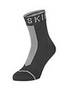 SEALSKINZ Standard Waterproof All Weather Ankle Length Sock with Hydrostop, Black/Grey, Large