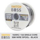 BLACK 16 AWG 13A Single Core Wire Cable Spool 12v 24v Automotive Marine Van 30m