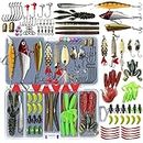 UperUper Fishing Lures Kit Set, Baits Tackle Including Crankbaits, Topwater Lures, Spinnerbaits, Worms, Jigs, Hooks, Tackle Box and More Fishing Gear Lures for Bass Trout