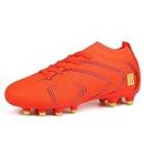 brooman Kids Firm Ground Soccer Cleats Boys Girls Outdoor Football Shoes (6,Orange)