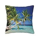 Koxitip Landscape Pillow Cover,Sandy Beach Island Seaside,Decorative Throw Pillow Case Shell for Couch Sofa Home Decor Cushion Cover,Blue Green,18" X 18"