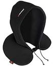High Sierra, Hooded Travel Pillow, Blocks Cold drafts, Use Also as Light Blocker, Pure Soft Memory Foam, Provides Exceptional Neck Support, ONE SNAP Closure, Black