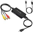 Runbod RCA to HDMI Converter AV to HDMI Adapter,RCA to HDMI Composite Audio Video Converter for for PS1, PS2, PS3, STB, Xbox, VHS, VCR,Black-Ray DVD Players(HDMI Cable Included)