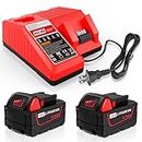 2Pack 18V 6.0Ah Battery Rapid Charger Station Combo Kit - Replacement for Milwaukee M12-18 Power Tool Battery & Charger 4811-1862 4811-1852 4811-1840 4811-1830 4811-1811 4811-1815 4811-1820 4811-1841