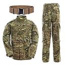 QMFIVE Tactical Suit, Men’s Camouflage Camo Combat BDU Jacket Shirt & Trousers Uniform War Game Army Military Paintball Airsoft Hunting Shooting Camo