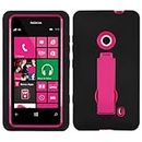 MyBat ASMYNA Nokia Lumia 521 Symbiosis Stand Protector Cover - Retail Packaging - Hot Pink/Black