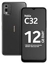 Nokia C32 with 50MP Dual Rear AI Camera | 3-Day Battery Life | Toughened Glass Back | 12GB RAM with Memory Extension (6GB RAM + 6GB Virtual RAM) | Android 13 | Charcoal