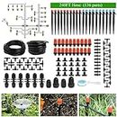 240FT Drip Irrigation System Kit, Automatic Garden Watering Misting System for Greenhouse, Yard, Lawn, Plant with 1/2 inch Hose 1/4 inch Distribution Tubing and Accessories