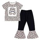 JiAmy Toddler Girls Short Sleeve T-Shirt and Bell Bottom Pant Set Summer Casual Outfits Leopard Print