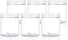 Aromatic Bakefat India 12 Pack Clear Plastic Storage Favor Jars Wide-Mouth Plastic Containers with Lids for sprinkles and edibles-transparent white-100 gram storage capacity