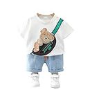 Googo Gaaga Boy's Cotton Printed T-Shirt With Shorts In White Color Baby Boys Clothing Set (3-4 Years)