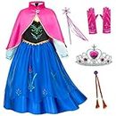 Princess Costumes Birthday Party Dress Up for Little Girls/Long Sleeve with Cape and Accessories 6-7 Years