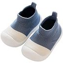 BaErSan Baby Sock Shoes Mesh Breathable Infant First Walking Shoes Soft Lightweight Unisex Toddler Sneakers Rubber Sole Non-Slip Cute Cartoon Grey1 Size19-24 Months