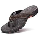 GUBARUN Mens Sport Flip Flops Comfort Casual Thong Sandals Outdoor Brown