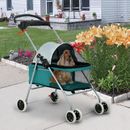 4 Wheel Pet Stroller Folding Waterpoof Travel Cat Dog Stroller Cage w/Cup Holder
