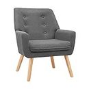 Artiss Armchair Grey Recliner Lounge Dining Chairs Sofa Nursing Occasional Reading Seating Armchairs Home Living Room Bedroom Furniture, Upholstered with Linen Fabric