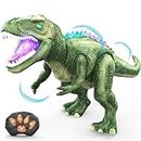 Dinosaur Toys with Remote Control-Dino Toys for Kids 3-5,6-8,8-12,Robot T-Rex Dinosaurs with Sounds,Lights,Moving and Launching Bullets,Gifts for 3+ Years Old Boys and Girls(Green)