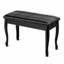 PU Leather Solid Wood Piano Bench Padded Double Duet Keyboard Seat Storage Black