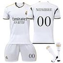 Molinter Camisetas Personalizadas de fútbol Infantil 23-24 Madrid Kits Conjuntos de Camisetas Personalizadas para niños y Adultos Pantalones Largos