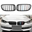JUEDIMA Front Kidney Grille Grill Fit for BMW E90 328i 328xi 335i 335xi 330i 330xi 320i 325xi 323i E91 Touring LCI 328i 328xi 2009-2011(Gloss Black M-Color) Double Slats