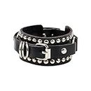 TOPPROSPER PU Leather Bracelet Punk Bracelet Adjustable Goth Cuff Bracelet Gothic Rivet Buckle Wristband for Men Women (Black)