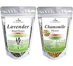 VY VedaYug Herbal Tea Combo Pack || Chamomile Flower Tea 30g & Lavender Dried Flower Bud Tea - 30g || Caffeine Free Loose Leaves Soothing Tea (60g)