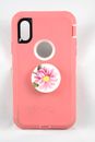 iPhone XR OtterBox Defender Series Pink Lemonade Case Cover w/Pop Up Phone Grip