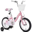 COSTIC Kids Bike for 3-8 Years Girls with Training Wheels & Front Handbrake Toddler Girl Bikes 12 14 16 Inch Princess Kids Bicycle with Basket Bike (Pink, 12 Inch with Training Wheels)