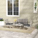 4 Pieces Patio Furniture Set with Sofa, Chairs, Table