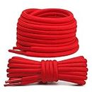 Stepace [2 Pairs] Round Boot Shoelaces 3/16" Heavy Duty Shoe Laces for Sneakers Running Athletic Shoes-Red-100