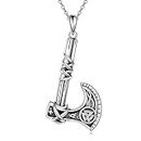 TIGER RIDER 925 Sterling Silver Viking Arrowhead/Battle Axe/Triple Odin Horns Pendant Necklace Mjolnir Nordic Runic Talisman Norse Amulet Jewelry Gifts for Men Boyfriend, Sterling Silver, No Gemstone
