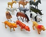Rsentera 12 Pcs Medium Size Jungle Wild Animal World Multicolor Forest Animal Set Toys for Kids