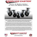 Service Caster 4 Piece Rubber on Steel Caster Set w/ Roller Bearing 2 Brakes & 2 Rigid | 7.5 H x 12 W x 12 D in | Wayfair SCC-35S420-RSR-SLB-2-R-2