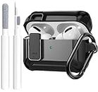 Airpods Pro 2 Case Cover Men Lock with Cleaning Kit, OTOPO Protective Cover with Cleaning Pen Compatible with Airpod Pro Case, Shockproof Rugged Shell for Air Pods Pro 2nd/1st Charging Case (Black)