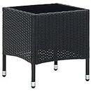 GOLINPEILO Outdoor Side Table for Patio Small Rattan Wicker Coffee Table Balcony Table Outside End Table, Bistro Table for Garden Living Room Backyard, Black 15.7"x15.7"x17.7" Poly Rattan -730