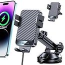 Wireless Car Charger Phone Holder, MOKPR 15W Fast Charging Auto-Clamping Car Mount Hands-Free Car Charger for Dashboard Windshield Air Vent Compatible with iPhone 15/14/13/12, Samsung S24/S23/S22/S21