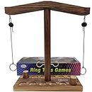 Ring toss Game for Adults and Kids, Ring toss with Shot Ladder, Larger Base to Ensure Stability, Fast-paced Interactive Ring and Hook Game Ring toss, Wooden Clash toss Game