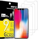 NEW'C Lot de 3, Verre Trempé pour iPhone 11 Pro et iPhone X et iPhone XS (5.8"), Film Protection écran sans Bulles d'air Ultra Résistant (0,33mm HD Ultra Transparent) Dureté 9H Glass