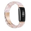 Wongeto Compatible with Fitbit Inspire 2 & Inspire/Inspire HR Bands for Women Girls, Resin Wristband Strap with Stainless Steel Buckle Replacement Bands for Fitbit Inspire accssorises (Pink Flower)
