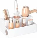 Hair Tool Organizer, White Acrylic Hair Dryer and Styling Holder, Bathroom Countertop Blow Dryer Holder, Vanity Caddy Storage Stand for Accessories, Makeup, Toiletries, Curling Iron
