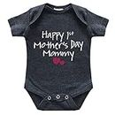 Comfiv first mothers day baby boy girl outfit happy 1st mother's day mommy bodysuit gifts (Charcoal Black, 0-3 Months)