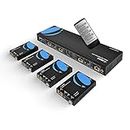 4K 4x4 HDMI Extender Matrix by OREI - UltraHD 4K @ 60Hz 4:4:4 Over Single CAT5e/6/7 Cable with HDR Switcher & IR Control, RS-232 - Up to 230 Ft - 1080P Downscale - 4 x Loop Out - 4 Receivers Included