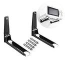 Eidoct 304 Stainless Steel Microwave Mount Bracket, Retrackable Foldable Microwave Oven Wall Mounted Stand Holder Rack Bracket for Home Kitchen Accessories, Black